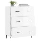 vidaXL Aparador de madera contrachapada blanco brillante 69,5x34x90 cm