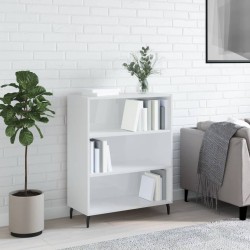 vidaXL Estantería madera de ingeniería blanco brillo 69,5x32,5x90 cm