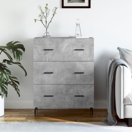 vidaXL Aparador de madera de ingeniería gris hormigón 69,5x34x90 cm