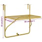 vidaXL Mesa de balcón acero dorado 60x40 cm