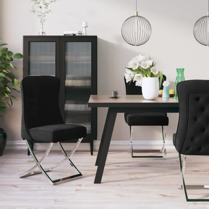 vidaXL Silla de comedor terciopelo acero inoxidable negro 53x52x98 cm vidaXL Silla de comedor terciopelo acero inoxidable negro 53x52x98 cm