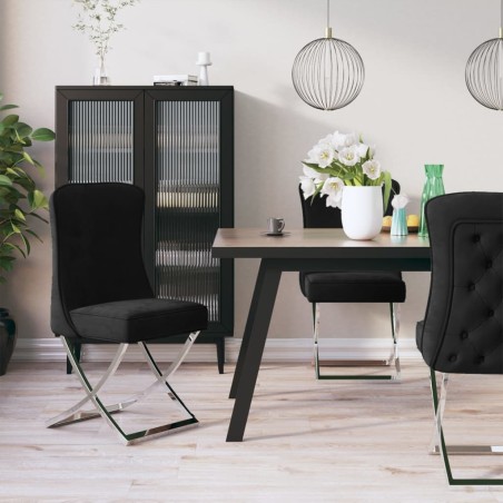 vidaXL Silla de comedor terciopelo acero inoxidable negro 53x52x98 cm