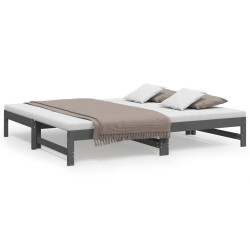 vidaXL Sofá cama extraíble madera maciza de pino gris 2x(90x190) cm