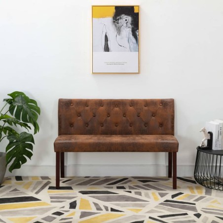 vidaXL Banco de piel de ante artificial marrón 120 cm