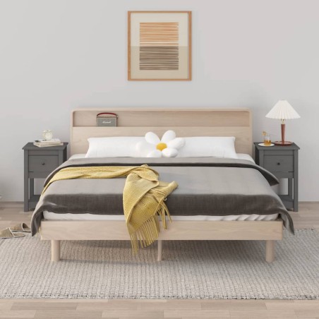 vidaXL Mesitas de noche 2 uds madera maciza de pino gris 40x35x61,5 cm