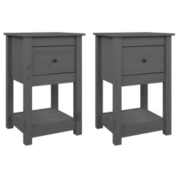 vidaXL Mesitas de noche 2 uds madera maciza de pino gris 40x35x61,5 cm