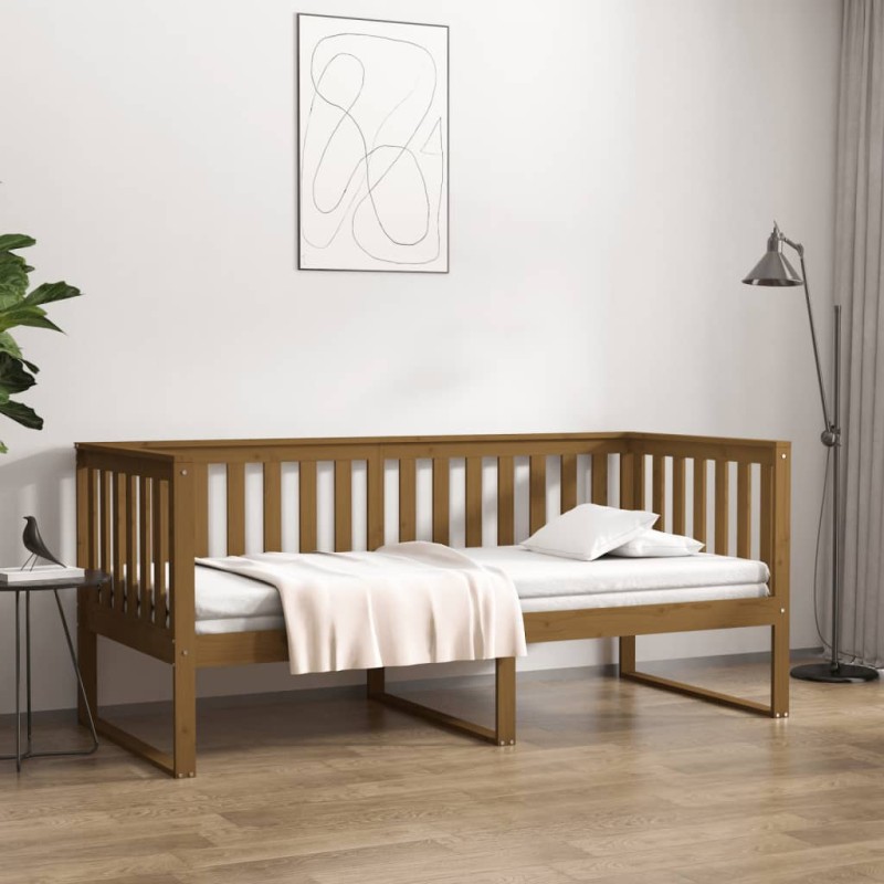 vidaXL Sofá cama madera maciza de pino marrón miel 90x200 cm vidaXL Sofá cama madera maciza de pino marrón miel 90x200 cm