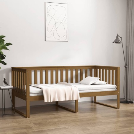 vidaXL Sofá cama madera maciza de pino marrón miel 90x200 cm