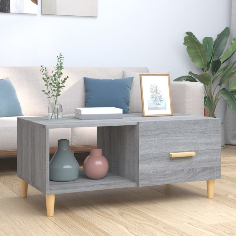 vidaXL Mesa de centro madera contrachapada gris Sonoma 89,5x50x40 cm
