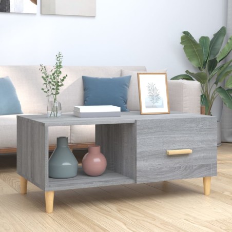 vidaXL Mesa de centro madera contrachapada gris Sonoma 89,5x50x40 cm