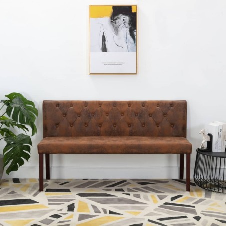 vidaXL Banco de piel de ante artificial marrón 148,5 cm