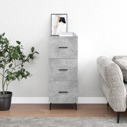 vidaXL Aparador de madera contrachapada gris hormigón 34,5x34x90 cm