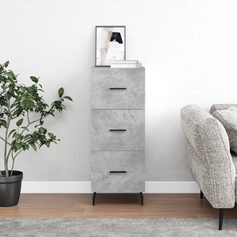 vidaXL Aparador de madera contrachapada gris hormigón 34,5x34x90 cm