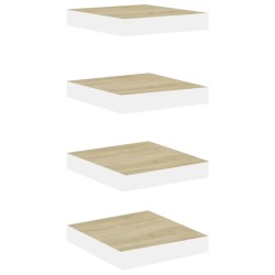 vidaXL Estante flotante pared 4 uds MDF roble y blanco 23x23,5x3,8 cm