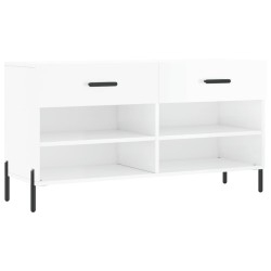 vidaXL Banco zapatero madera de ingeniería blanco brillo 102x35x55 cm