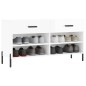 vidaXL Banco zapatero madera de ingeniería blanco brillo 102x35x55 cm vidaXL Banco zapatero madera de ingeniería blanco brillo 102x35x55 cm