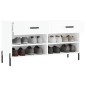 vidaXL Banco zapatero madera de ingeniería blanco brillo 102x35x55 cm vidaXL Banco zapatero madera de ingeniería blanco brillo 102x35x55 cm