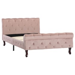 vidaXL Estructura de cama de terciopelo rosa 100x200 cm