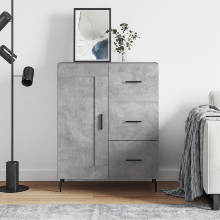 vidaXL Aparador de madera de ingeniería gris hormigón 69,5x34x90 cm