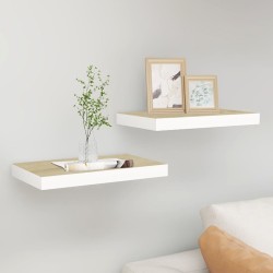 vidaXL Estante flotante de pared 2 uds MDF roble y blanco 50x23x3,8 cm