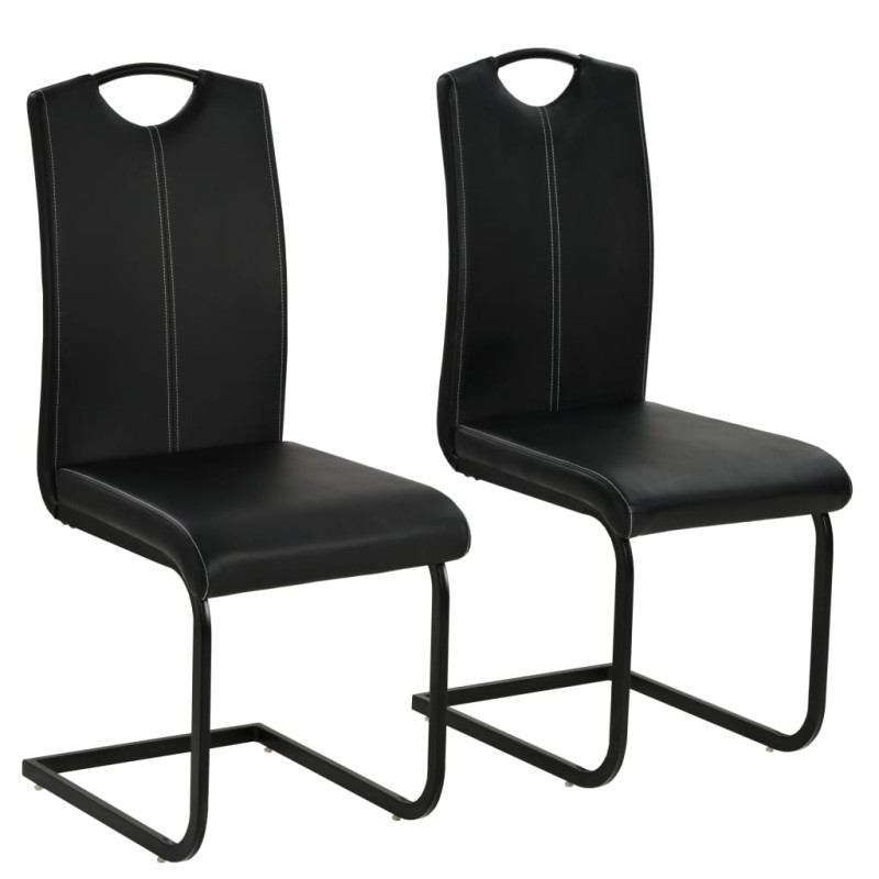 vidaXL Sillas de comedor voladizas 2 unidades cuero sintético negro vidaXL Sillas de comedor voladizas 2 unidades cuero sintético negro