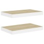 vidaXL Estante flotante de pared 2 uds MDF roble y blanco 50x23x3,8 cm vidaXL Estante flotante de pared 2 uds MDF roble y blanco 50x23x3,8 cm