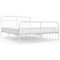 vidaXL Estructura cama metal con cabecero y estribo blanco 180x200 cm vidaXL Estructura cama metal con cabecero y estribo blanco 180x200 cm