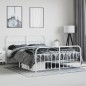 vidaXL Estructura cama metal con cabecero y estribo blanco 180x200 cm vidaXL Estructura cama metal con cabecero y estribo blanco 180x200 cm