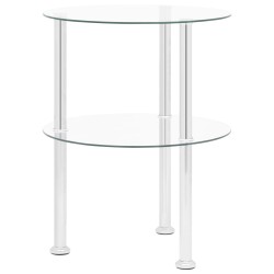vidaXL Mesa auxiliar 2 niveles vidrio templado transparente 38 cm