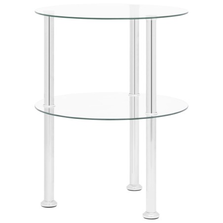 vidaXL Mesa auxiliar 2 niveles vidrio templado transparente 38 cm