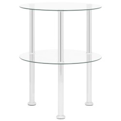 vidaXL Mesa auxiliar 2 niveles vidrio templado transparente 38 cm