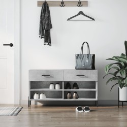 vidaXL Banco zapatero madera de ingeniería gris hormigón 102x35x55 cm