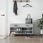 vidaXL Banco zapatero madera de ingeniería gris hormigón 102x35x55 cm