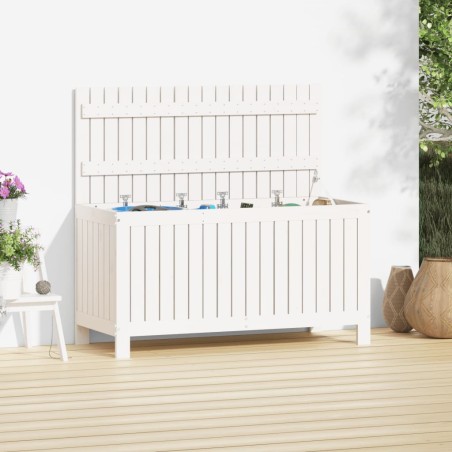 vidaXL Caja de almacenaje jardín madera de pino blanco 115x49x60 cm