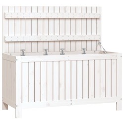 vidaXL Caja de almacenaje jardín madera de pino blanco 115x49x60 cm