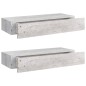 vidaXL Estante de pared con cajón 2 uds MDF gris hormigón 60x23,5x10cm