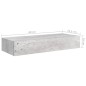 vidaXL Estante de pared con cajón 2 uds MDF gris hormigón 60x23,5x10cm