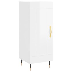 vidaXL Aparador de madera contrachapada blanco brillante 34,5x34x90 cm
