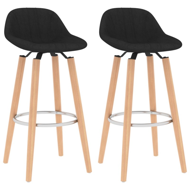 vidaXL Taburetes de cocina 2 unidades tela negro vidaXL Taburetes de cocina 2 unidades tela negro