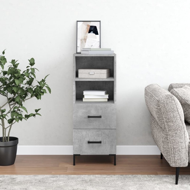 vidaXL Aparador de madera contrachapada gris hormigón 34,5x34x90 cm