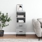 vidaXL Aparador de madera contrachapada gris hormigón 34,5x34x90 cm