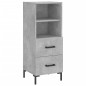 vidaXL Aparador de madera contrachapada gris hormigón 34,5x34x90 cm