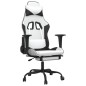 vidaXL Silla gaming con reposapiés cuero sintético blanco negro vidaXL Silla gaming con reposapiés cuero sintético blanco negro