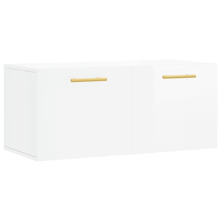 vidaXL Armario de pared madera ingeniería blanco brillo 80x36,5x35 cm