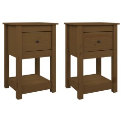vidaXL Mesitas de noche 2 uds madera de pino marrón miel 40x35x61,5 cm
