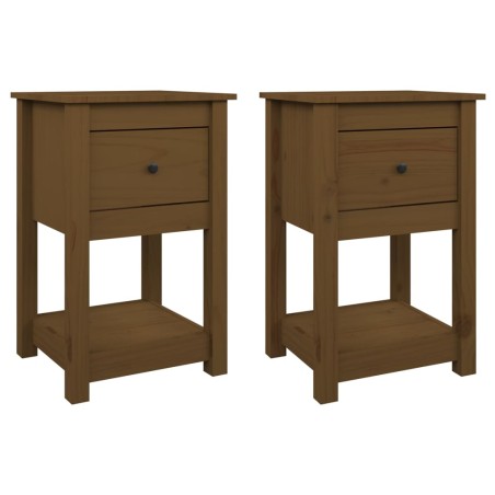 vidaXL Mesitas de noche 2 uds madera de pino marrón miel 40x35x61,5 cm
