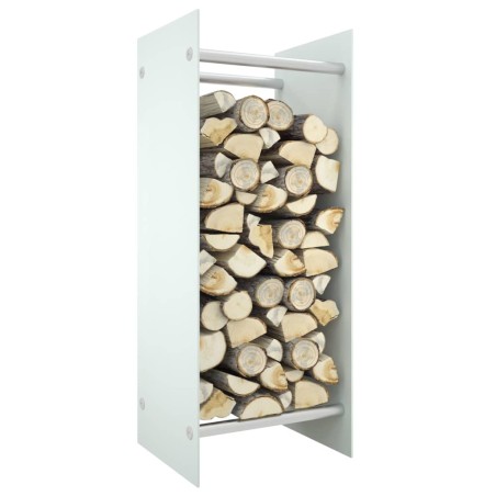 vidaXL Leñero de vidrio templado blanco 40x35x100 cm