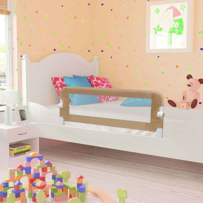 vidaXL Barandilla de seguridad cama de niño poliéster taupe 102x42 cm vidaXL Barandilla de seguridad cama de niño poliéster taupe 102x42 cm
