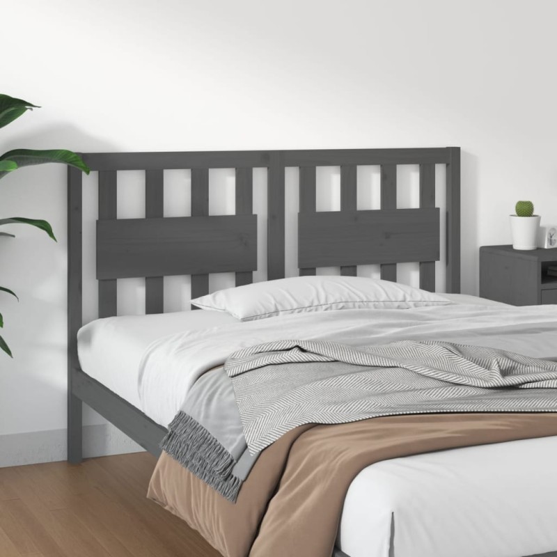 vidaXL Cabecero de cama madera maciza de pino gris 125,5x4x100 cm