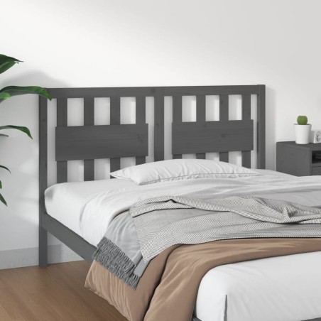 vidaXL Cabecero de cama madera maciza de pino gris 125,5x4x100 cm